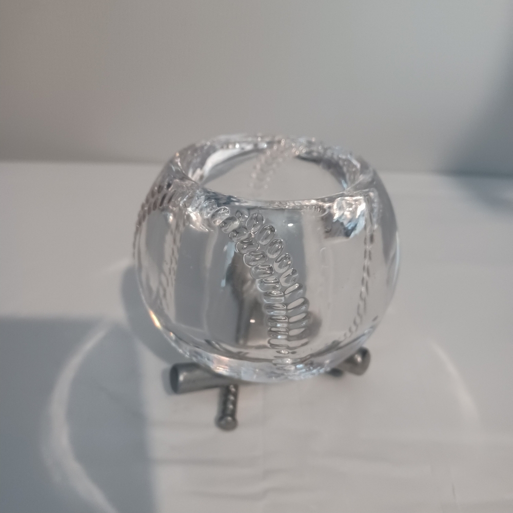 Partylite Batter Up Baseball Crystal Glass Votive Candle Holder With Bat Stand. - Picture 7 of 10